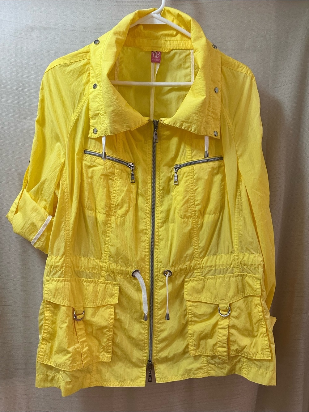 Basler Yellow Lightweight Utility Jacket Womens Size XL Zip Front Pockets
